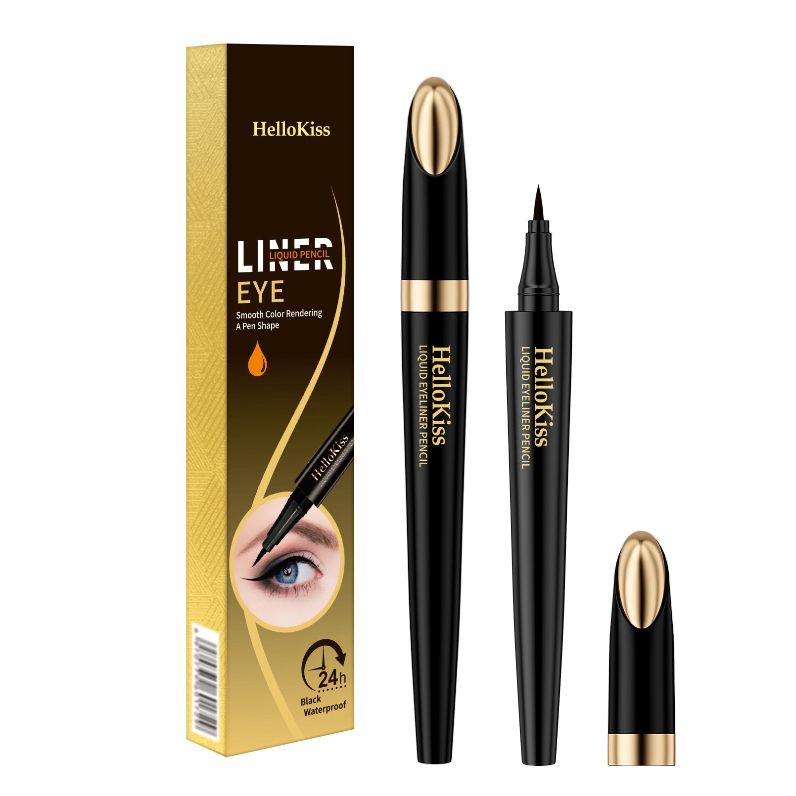 HelloKiss Waterproof Eyeliner Pen - Quick-Dry, Smudge-Proof Liquid Eyeliner in Black and Brown
