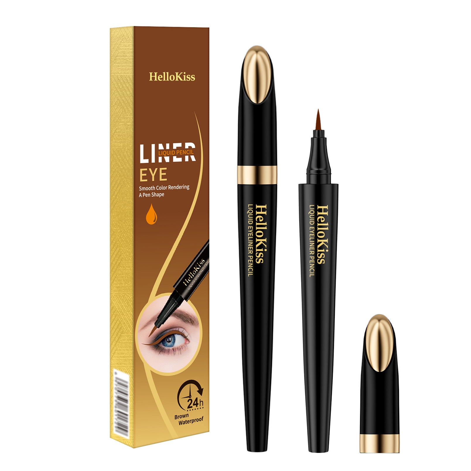 HelloKiss Waterproof Eyeliner Pen - Quick-Dry, Smudge-Proof Liquid Eyeliner in Black and Brown